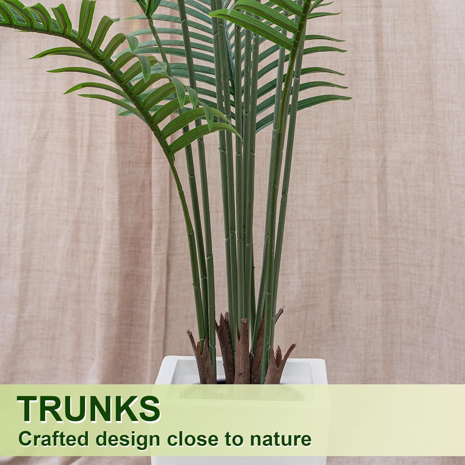 VIVATREES 5FT Artificial Palm Tree with 15.7 White Square Planter, 60in Faux Palm Tree for Home Decor, Lifelike Fake Palm Plant for Living Room, Office, Patio, Outdoors & Indoor Decoration