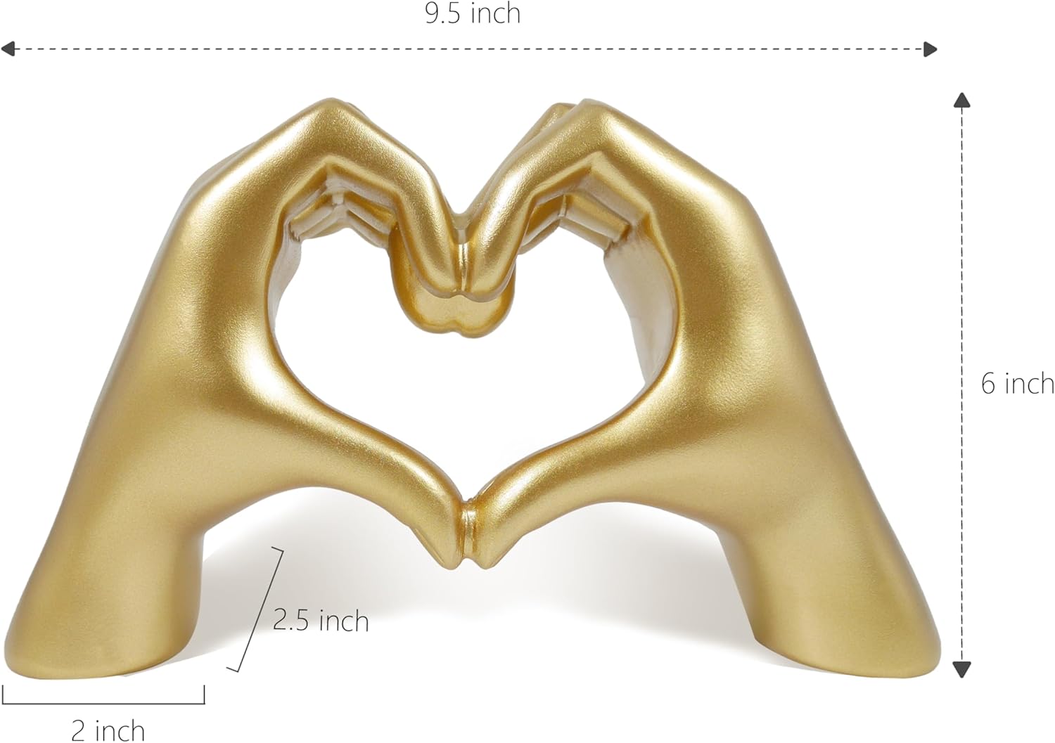 Gold Heart Hands Sculpture, I Love You Hand Statue, Hand Hearts Bracelet Holder, Knick Knacks for Shelves Table Decor, 9.5 x 6 inch