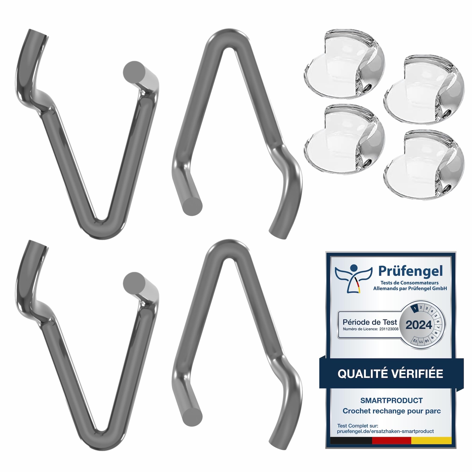 Ajusteurs de hauteur pour parc de jeu pour bébé, pack de 4 rehausseur en acier galvanisé pour plusieurs set de 4 protections d’angle pour meuble, transparentes et en PVC