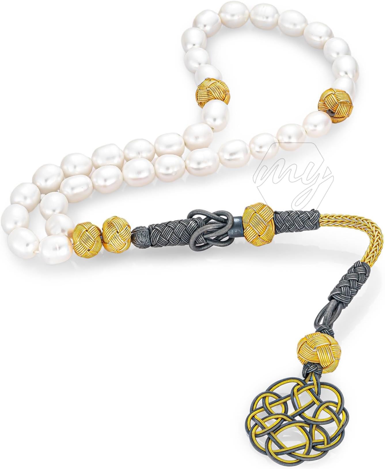 1000 Ct Silver Turkish Kazaz Islamic 33 Prayer Beads Pearl Tasbeeh Misbaha