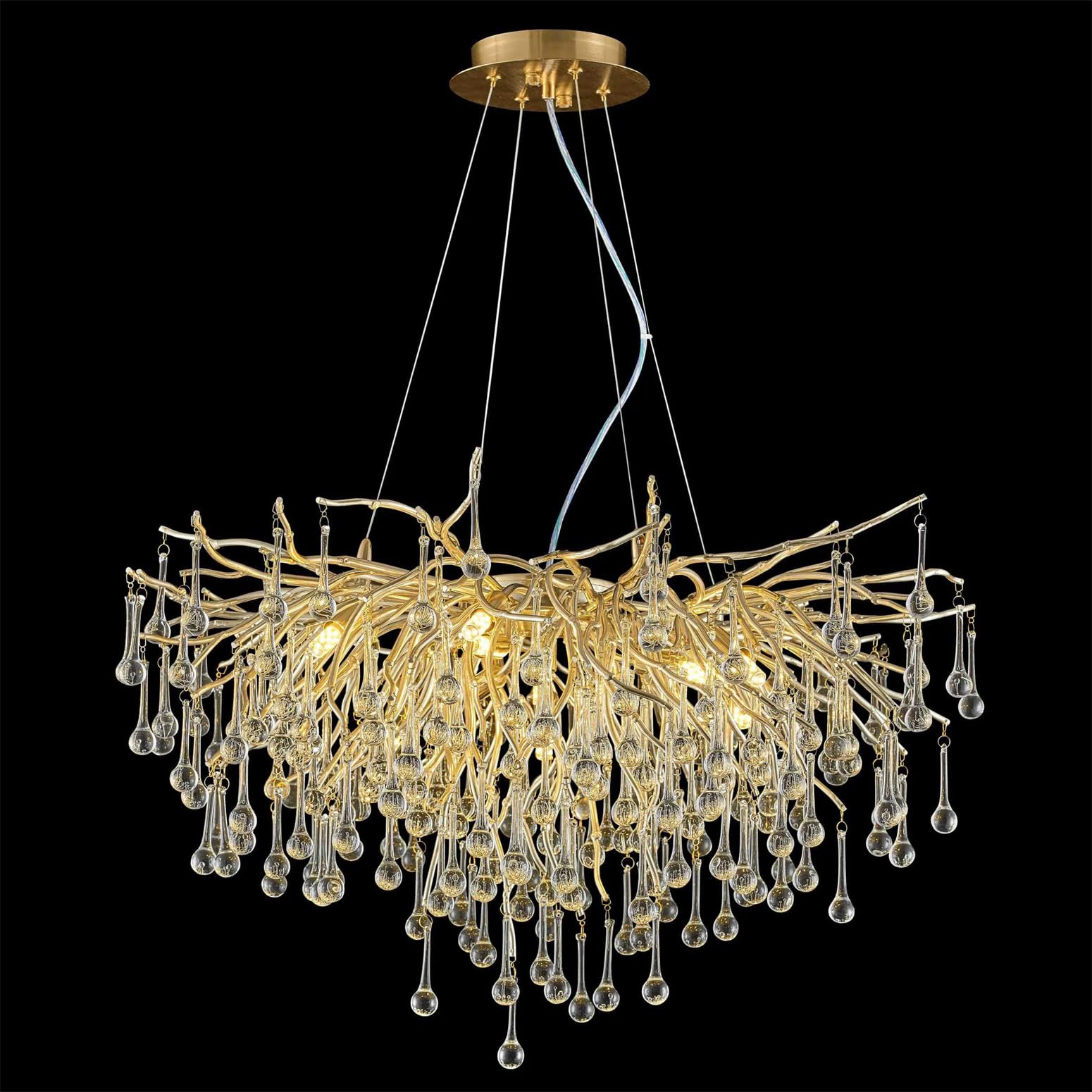 KXEcoLife D60CM Crystal Chandelier for Dining Room, Round Tree Branches Chandeliers, K9 Chandelier, Modern Chandeliers Kitchen,Foyer Entryway,Luxury Height Adjustable Hanging