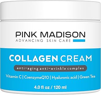 Skin Tightening Collagen Serum Cream with Hyaluronic Acid Anti Aging Face Treatment Fine Lines Wrinkles Men Women 4 Ounce Jar