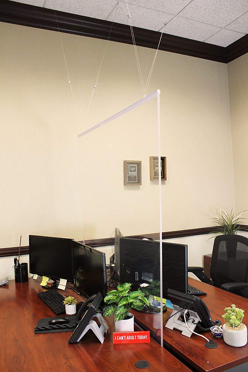 Terry Town EXTRA LARGE Hanging Sneeze Guard, 48' x 48', Clear, HARDWARE INCLUDED, NON-PLEXIGLASS