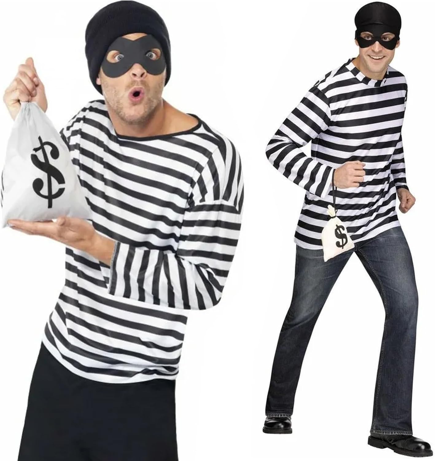 Bandit Mask Costume Accessory, Eye Mask Highwayman Robber Fancy Dress, Black Bandit Thief Costume Mask 4PCS - Image 2