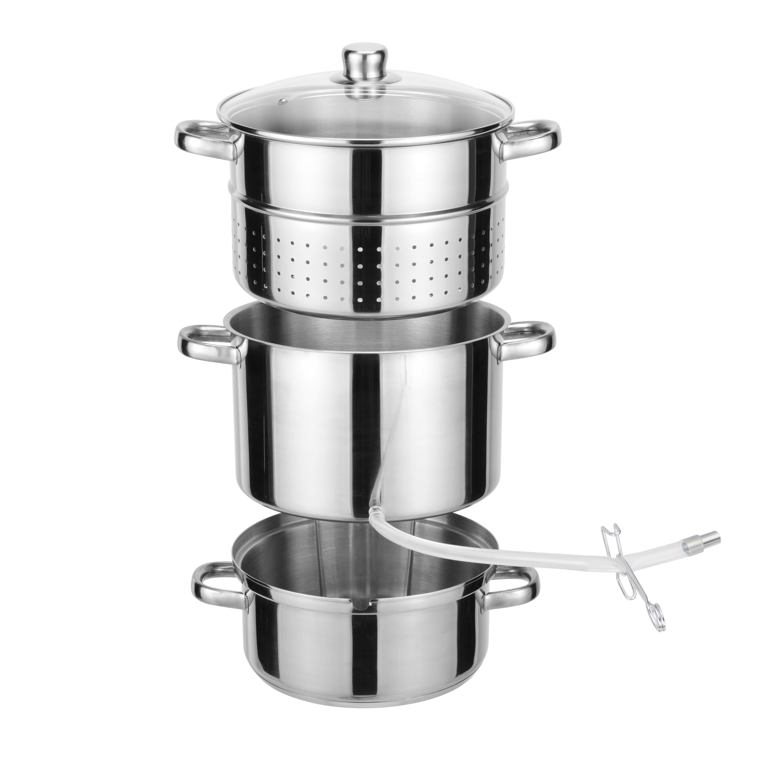 Entsafter Dampfentsafter 8L, Edelstahl 3-teilig, für alle Herdarten inkl. Induktion Ø 26cm spülmaschinengeeignet Induktionsdampfentsafter Topf Entsafter für Beeren, Obst und Gemüse