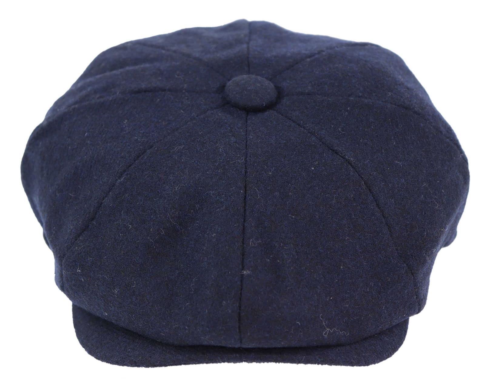 Infinity Leather Mens 8 Panel Newsboy Cap Wool Gatsby Baker Boy Grandad Irish Hat Navy Blue S