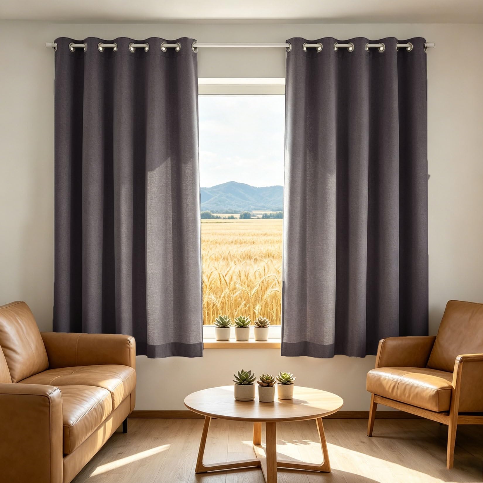 Liujyuan Dark Grey Blackout Curtains 85 X 160 Cm With Eyelet, Windproof, Room Darkening Door Curtain For Bedroom Insulated Soundproof For Balcony, Kithcen Window,