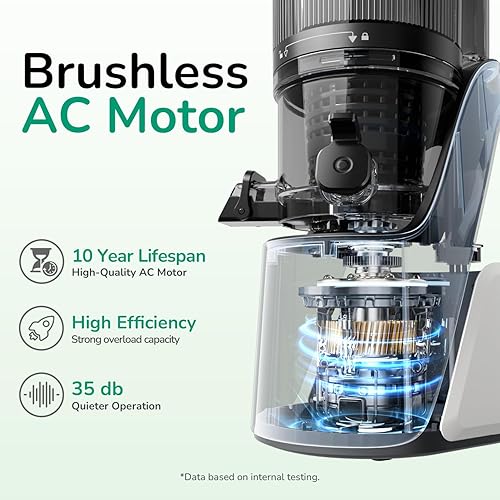 Miniatura 7 de Canoly Exprimidor de prensa en frío C16, con un conducto de 6 pulgadas de ancho y coladores autoprecortados, 3 en 1 (jugo y sorbete y leche de