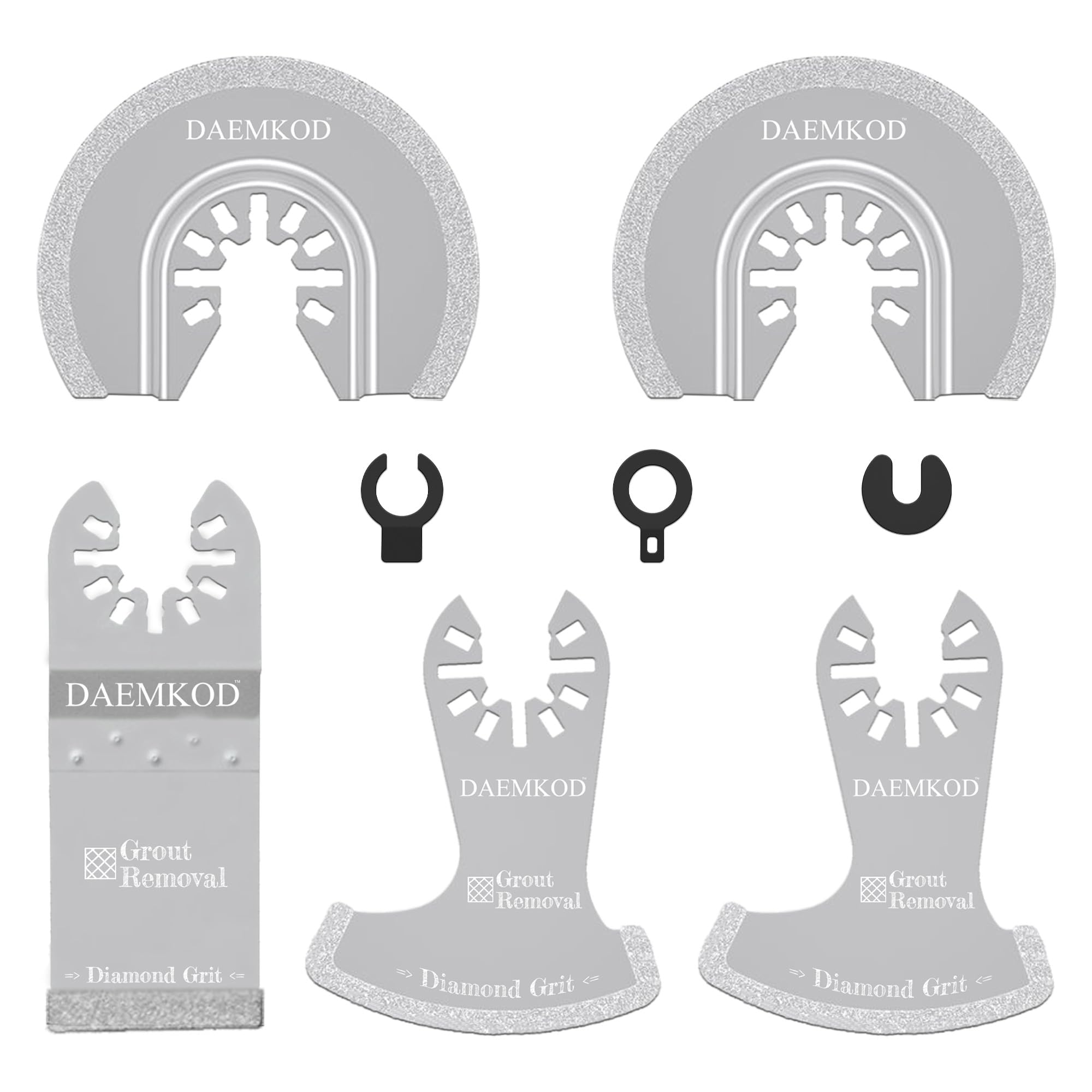 DAEMKOD 5 Pack Diamond Oscillating Tool Blades, Professional Multitool Blades, Grout Removal Blade for Oscillating Tool
