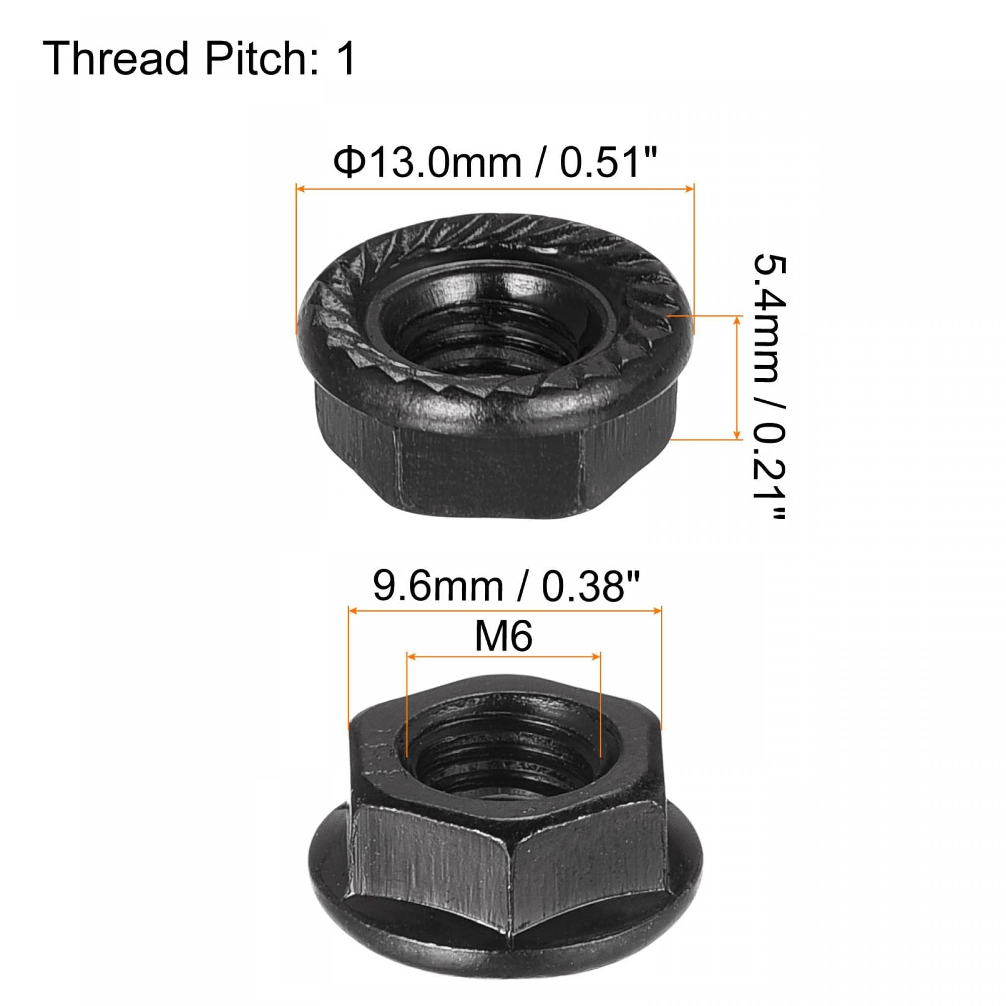 TOP-VIGOR M6 Serrated Flange Hex Lock Nuts, Carbon Steel Black Oxide Finish, Self-Locking Threaded Nuts - Image 2