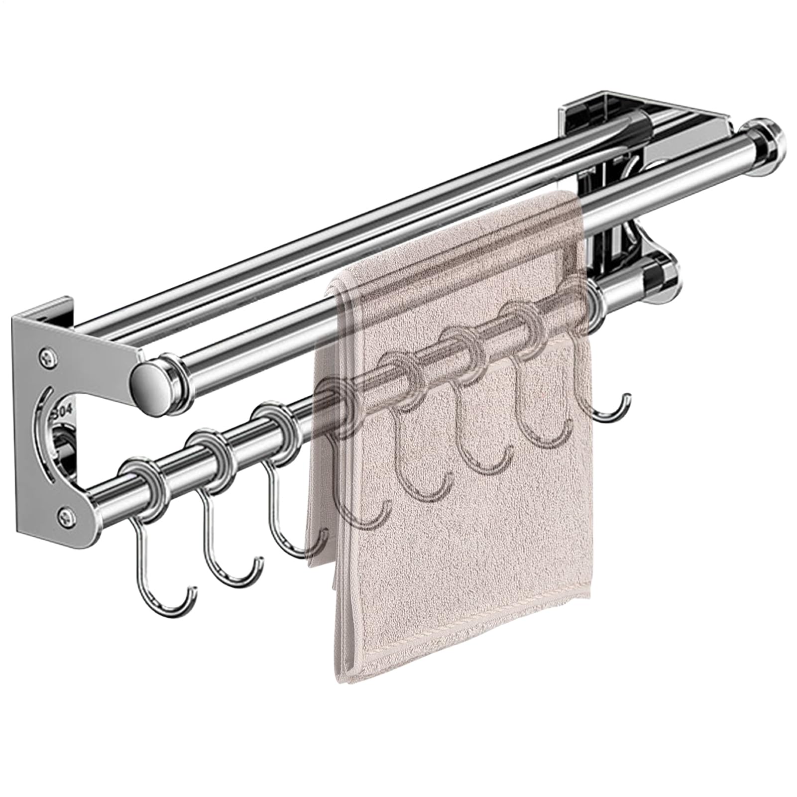 Edelstahl Schneidehalter mit Haken - Küchenschiene Organizer Wand | Bohrfreie Aufhängestange für Utensilien, Schöpfkelle, Schneebesen, Zangen | Backwerkzeugregal für Vorrat