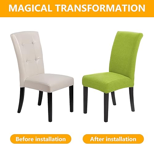 Miniatura 5 de Howhic Juego de 4 fundas para sillas de comedor, fundas elásticas para sillas de comedor, fundas para sillas de comedor con textura jacquard,