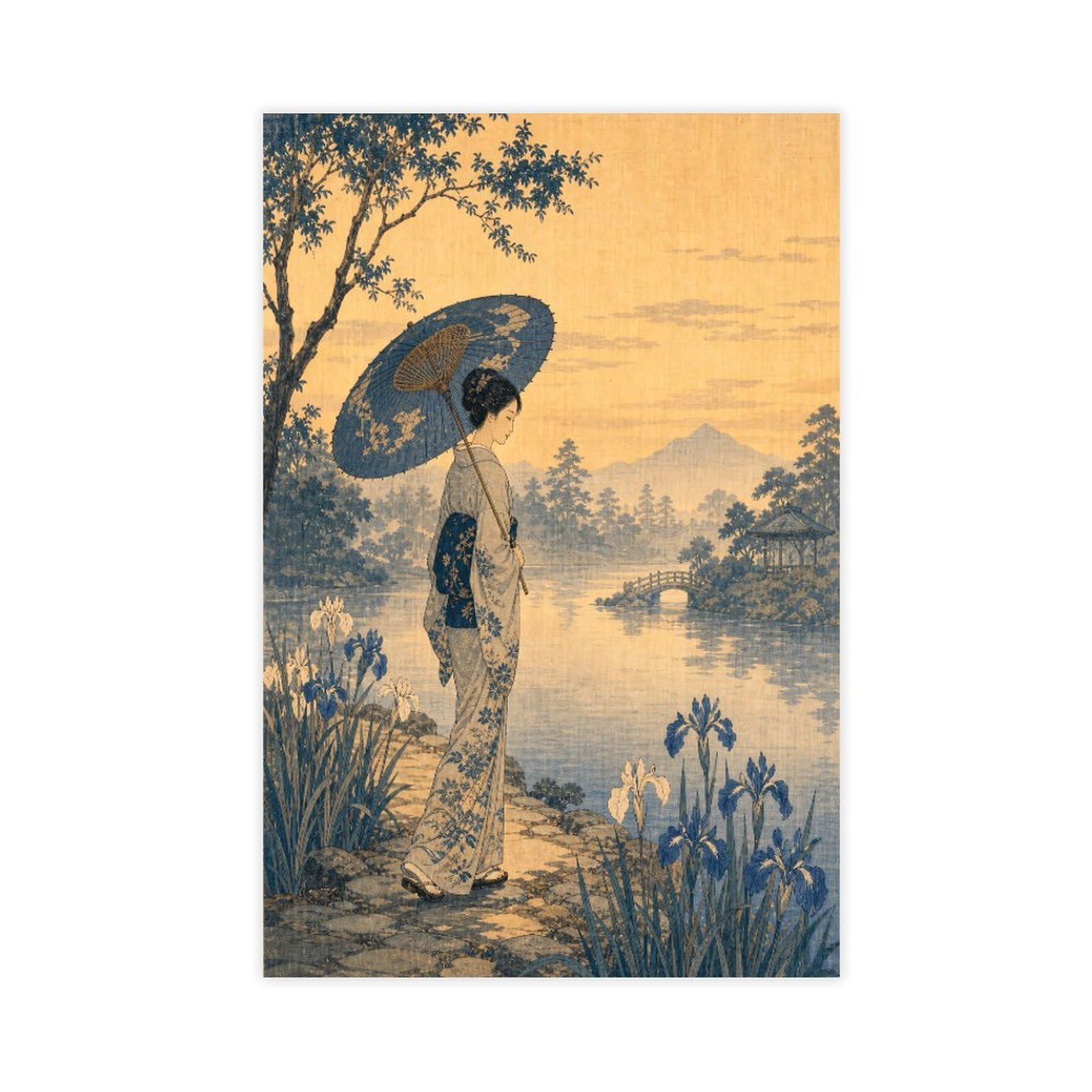 W7c8u2x3 Unframe-Style-1 Woman With Parasol By Lake Canvas Wall Art, Dorm Room
