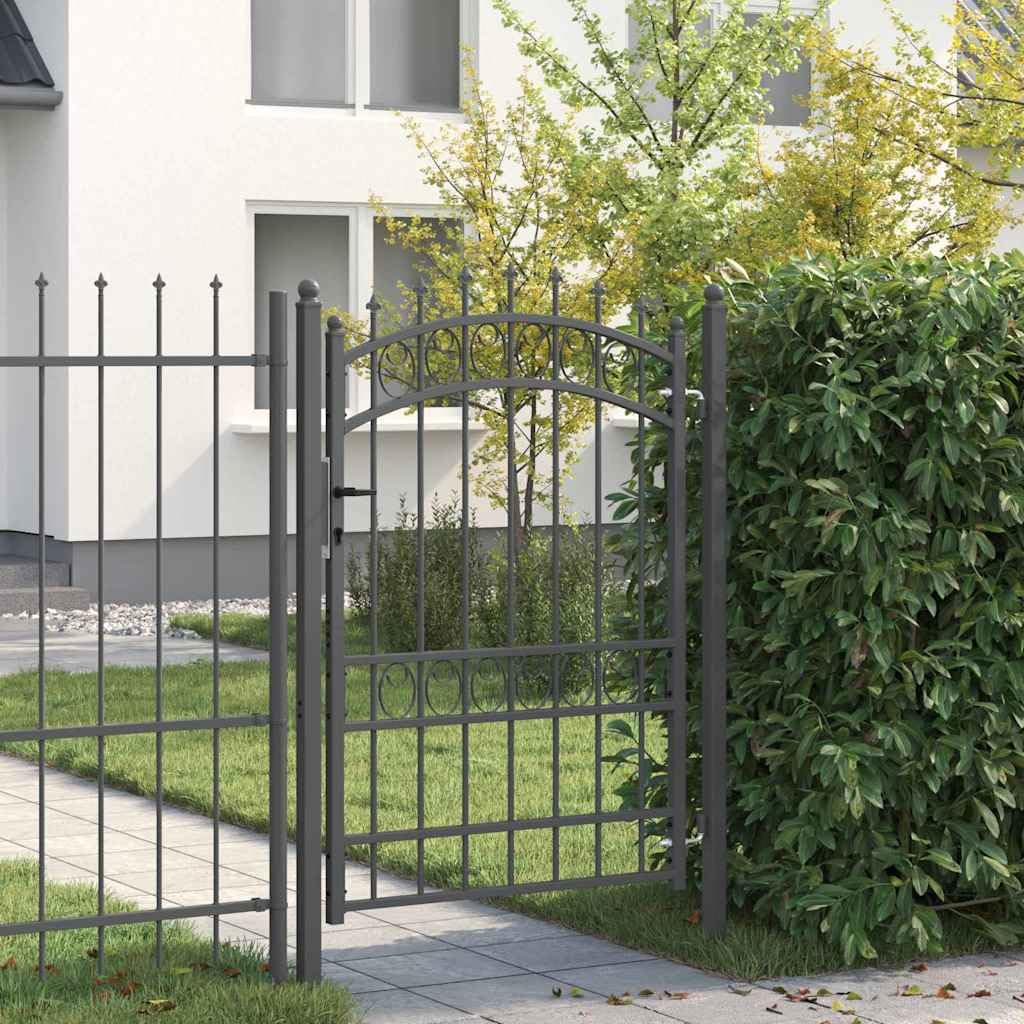Brama ogrodowa EMMEN 170 x 100 cm ze stali malowanej proszkowo – stabilna metalowa brama do ogrodu i na taras ze słupkami i zamkiem