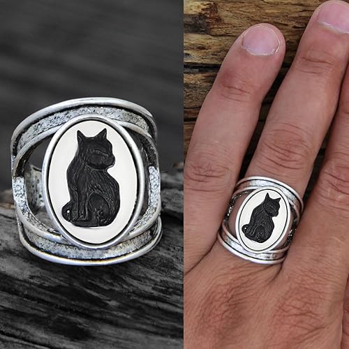 Vista 2 de Vintage Look 10pcs Lot Cat Cameo Anillos para las Mujeres Antiguo Plata Real Plateado Diseño Tamaño Mezclado Personalizado Joyería de Moda, Metal