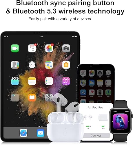 Miniatura 2 de Funda de carga inalámbrica compatible con AirPod Pro de 1 y 2 generación, Air Pod Pro de 1 y 2 generación con botón de sincronización de