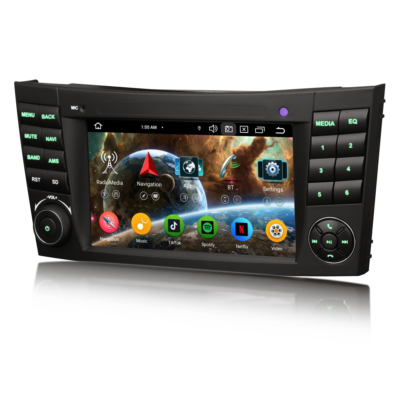 Erisin 8-rdzeniowy 4 GB + 64 GB Android 16 2 DIN radio samochodowe Bluetooth do Mercedes Benz klasy E W211 CLS klasa W219 7 cali ekran dotykowy CarPlay Android Auto GPS nawigacja DAB+ radio DSP A2DP