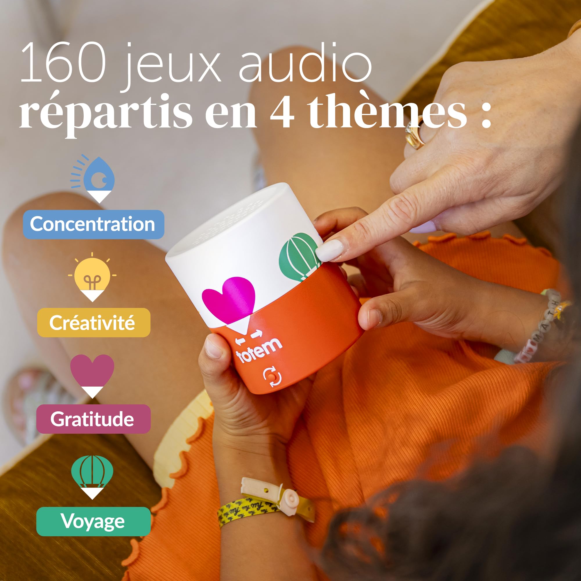 Morphée Totem - Jeux éducatifs Audio - Développe la créativité - Dès 4 Ans | 160 jeux audio répartis en 4 thèmes : concentration, créativité, gratitude, voyage - Dès 2 joueurs - 4 à 10 ans - Sans écran