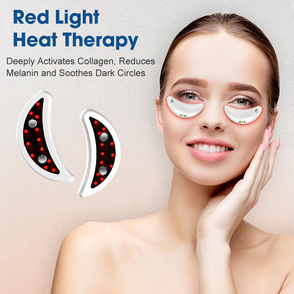 Under Eye Red Light Therapy Eye Pods,Red Light Therapy for Eyes,Microcurrent Eye Massager for Eye Bags Remover, Dark Circles and Wrinkles (A)