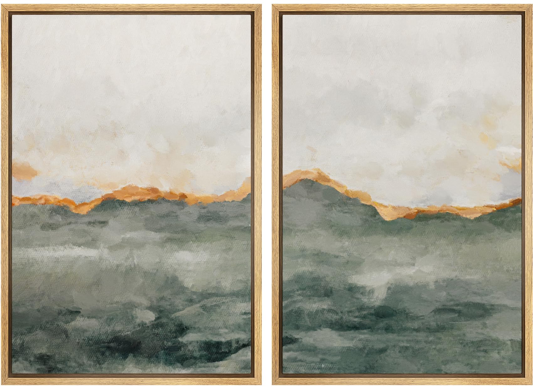 MUDECOR Framed Canvas Print Wall Art Set Watercolor Pastel Green Tan Landscape Abstract Shapes Illustrations Modern Art Decorative Contemporary for Living Room, Bedroom, Office - 16"x24"x2 Natural — view 65