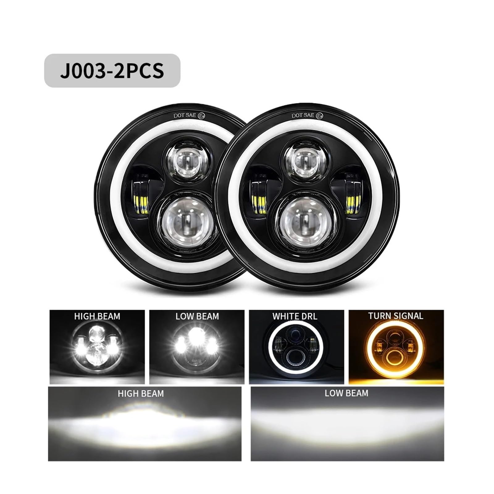 Fari anteriori per moto Per SUZUKI Per Jeep Per Wrangler Per Ford Faro LED Rotondo Da 7 Pollici Per Moto E Fuoristrada(2 pcs J0036)