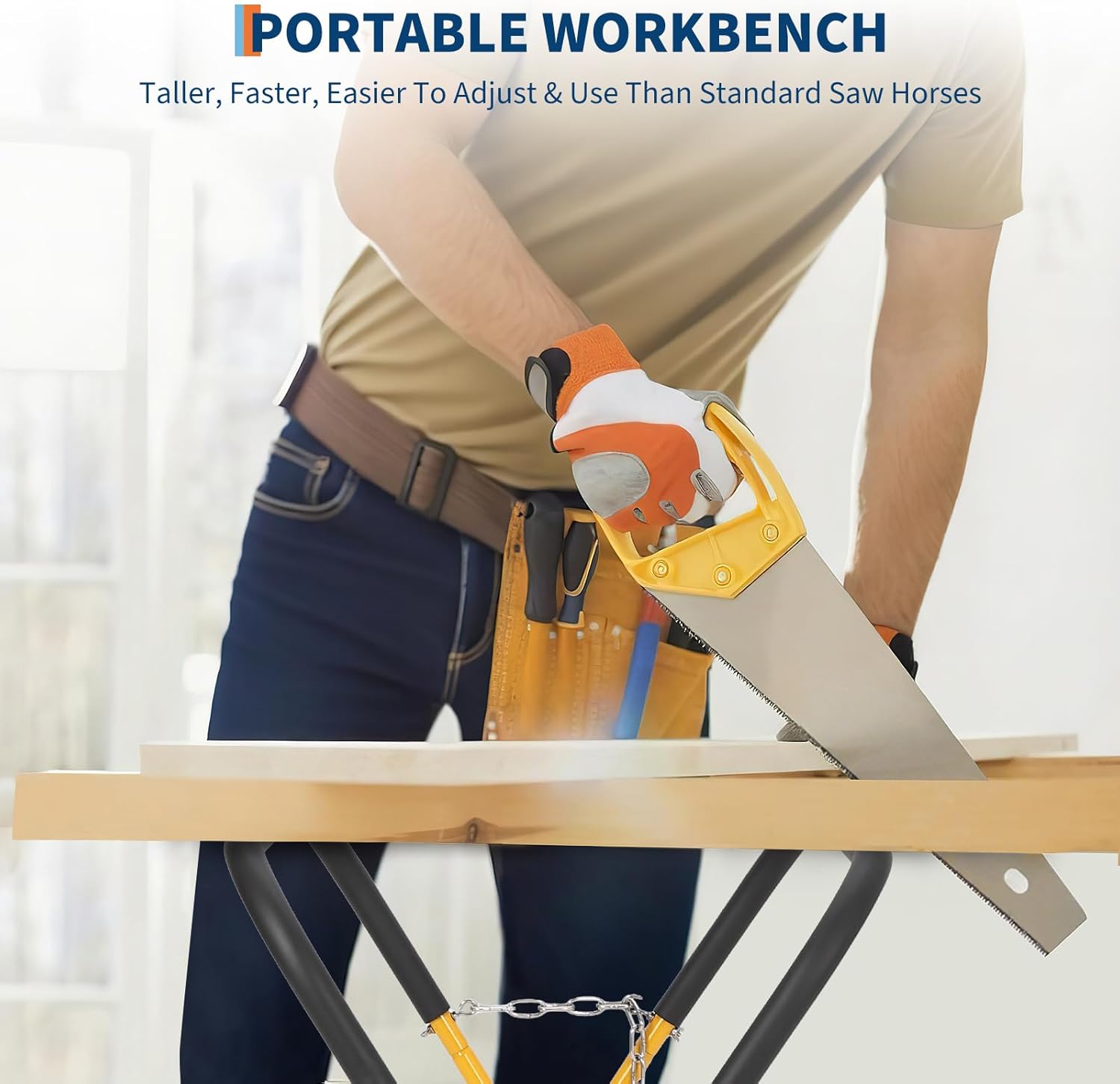 Garvee 750 LBS Folding Work Stand, Portable Work Stand for Bumpers, Fenders, Hoods Works, Doors, Foldable Work Bench for Garage & Shop