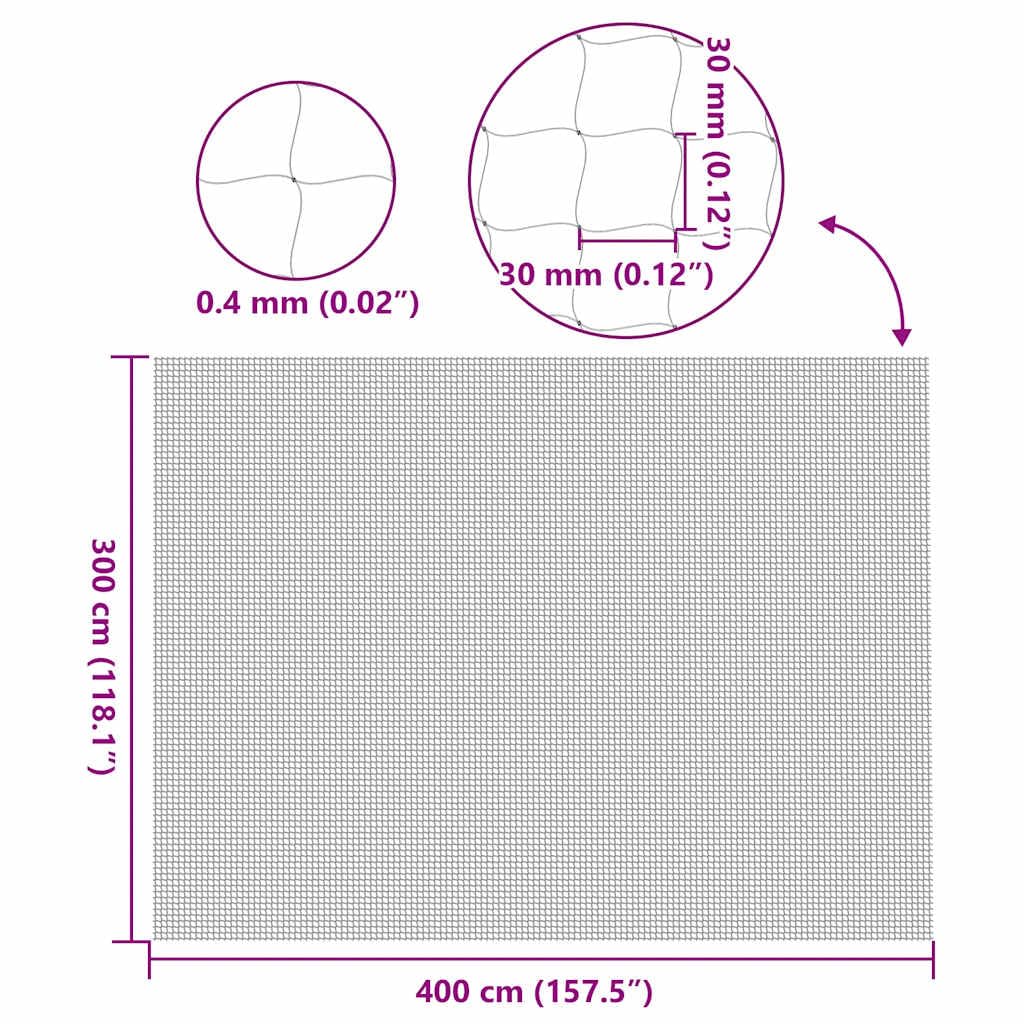 Red transparente de nailon para gatos, 4 x 3 m, para balcón, ventana y jardín, con cuerda de fijación, ganchos y tacos, protección contra roturas y privacidad para gatos