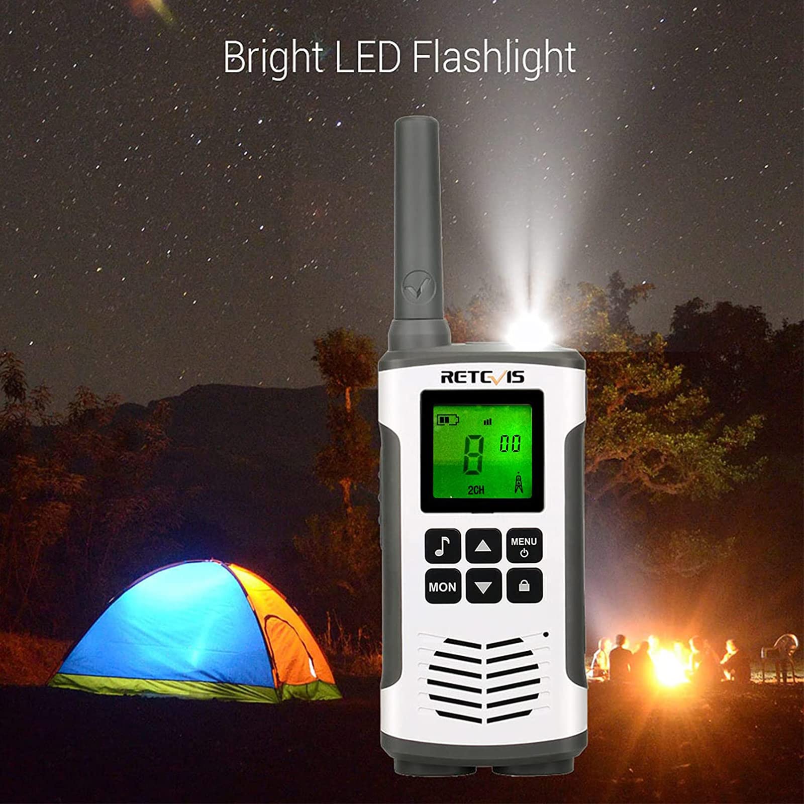 Retevis RT45 Talkie Walkie, PMR446 Talkie Walkie Professionnel, USB, Rechargeable, 16 Canaux, VOX, Lampe de Poche LED, Portable Longue Portée Toki Walki pour Adultes, Famille (1 Paire)