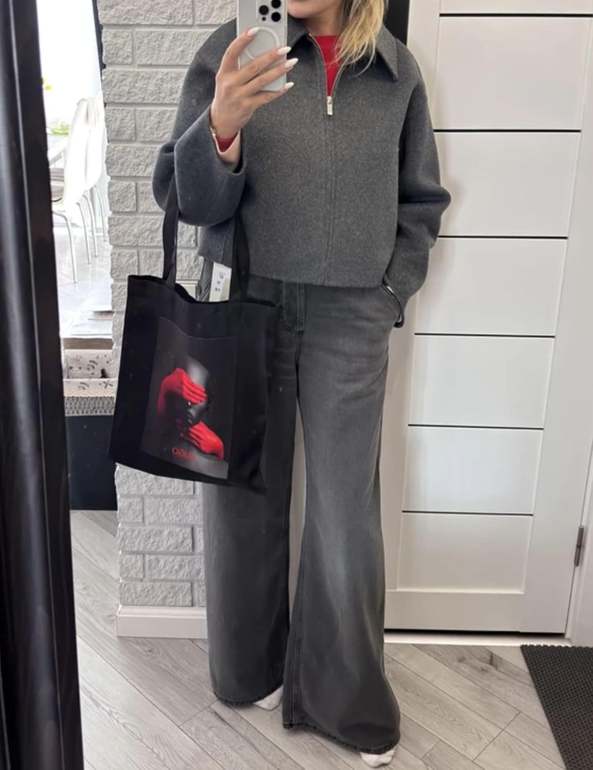 Zucige Womens Cropped Wool Jacket Plain Zipper Short Pea Coats Fall Winter Trendy Tweed Jackets 2025 - Image 3