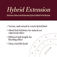 Vista 3 de i-ENVY - Pestañas postizas de extensión, pestañas híbridas transparentes invisibles, con aspecto natural, volumen mixto, rizos, pestañas postizas