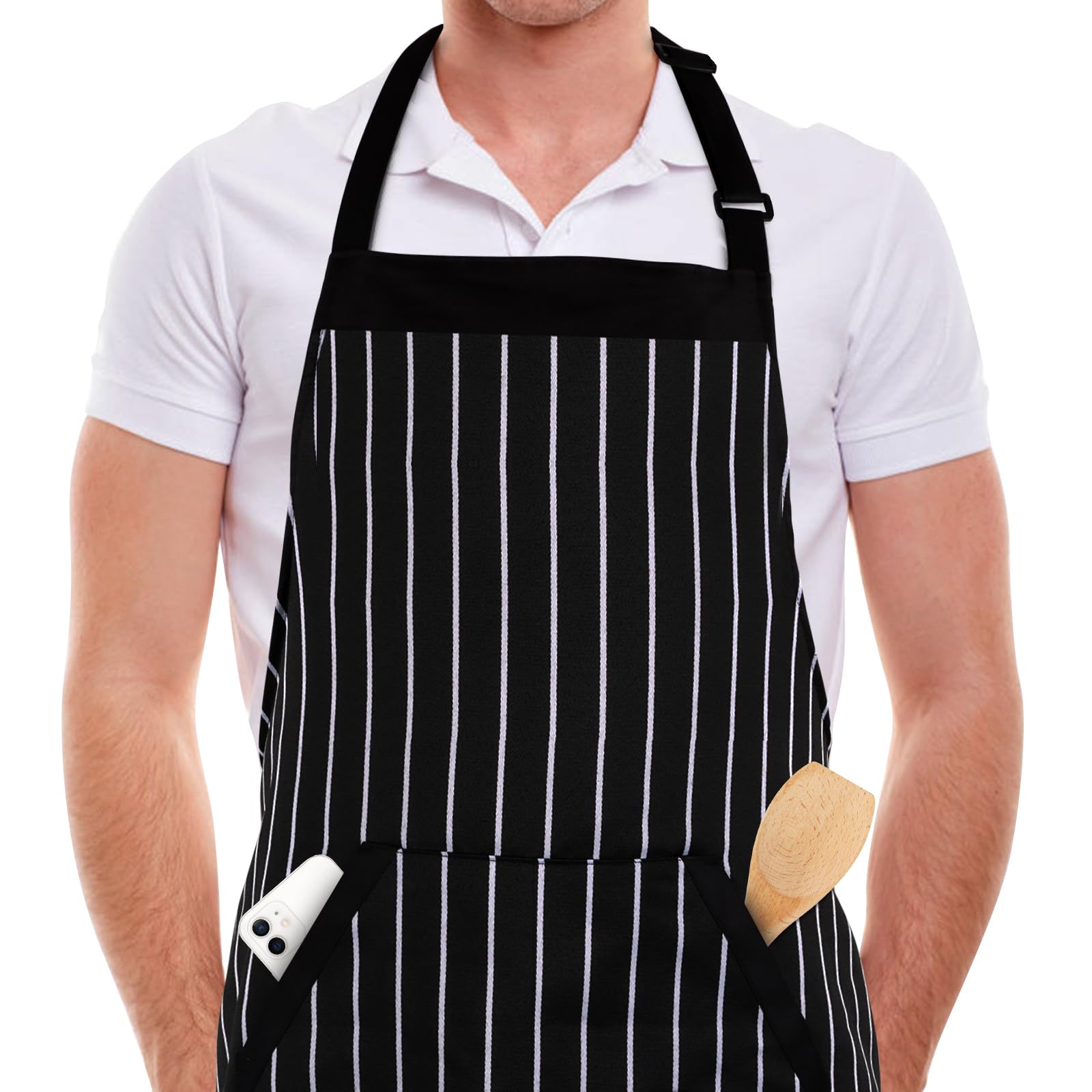 FEELOVEApron for Women Men, Apron with Pockets, Adjustable Bib Apron for Grill, Kitchen, Cooking