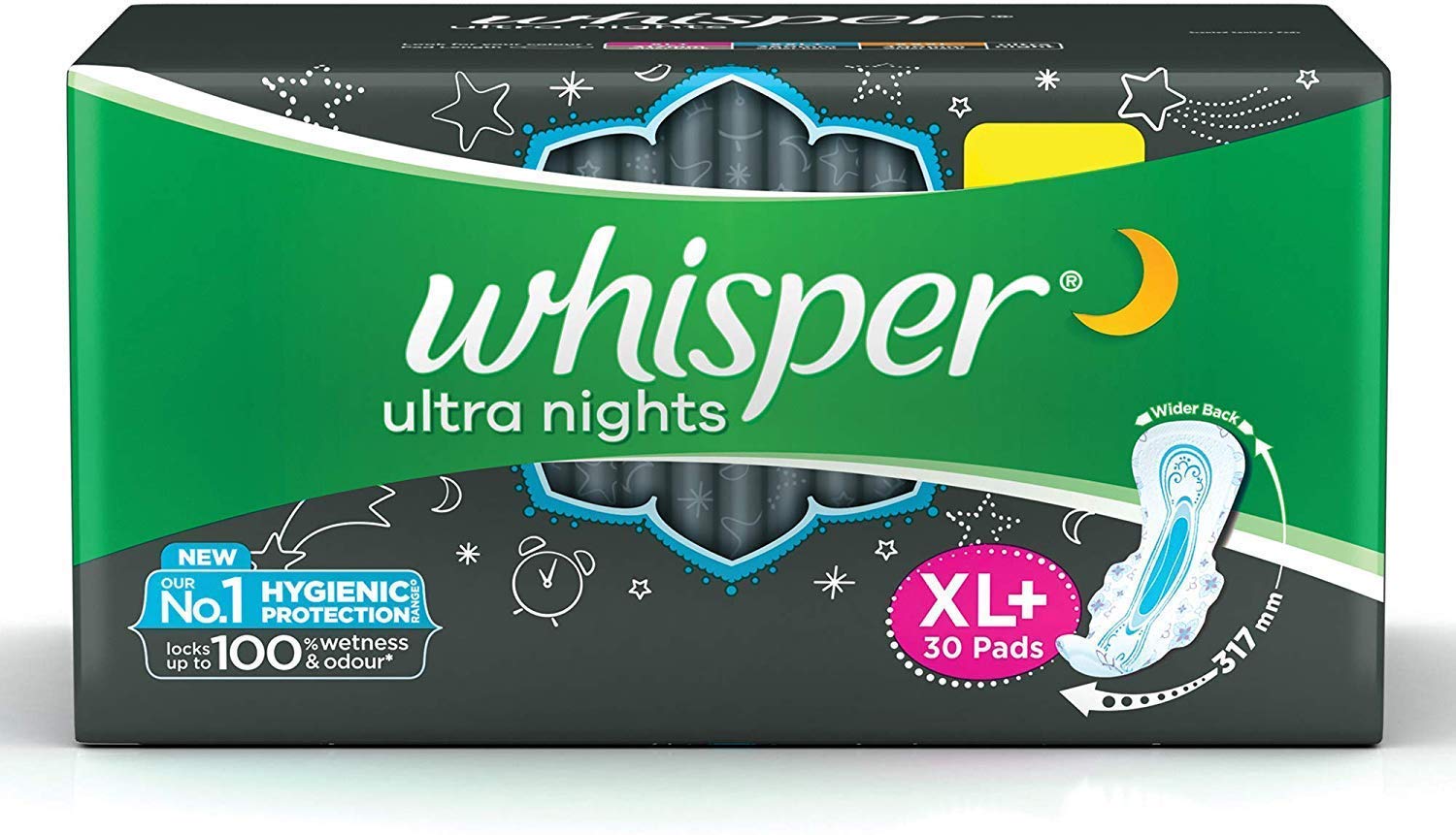 Buy Whisper bindazZZ nights Sanitary Pads XL+ 27 pads +3 free for women