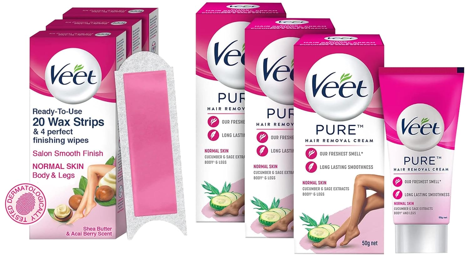Buy Veet Full Body Waxing Kit Strip For Normal Skin 20 Strips (Pack