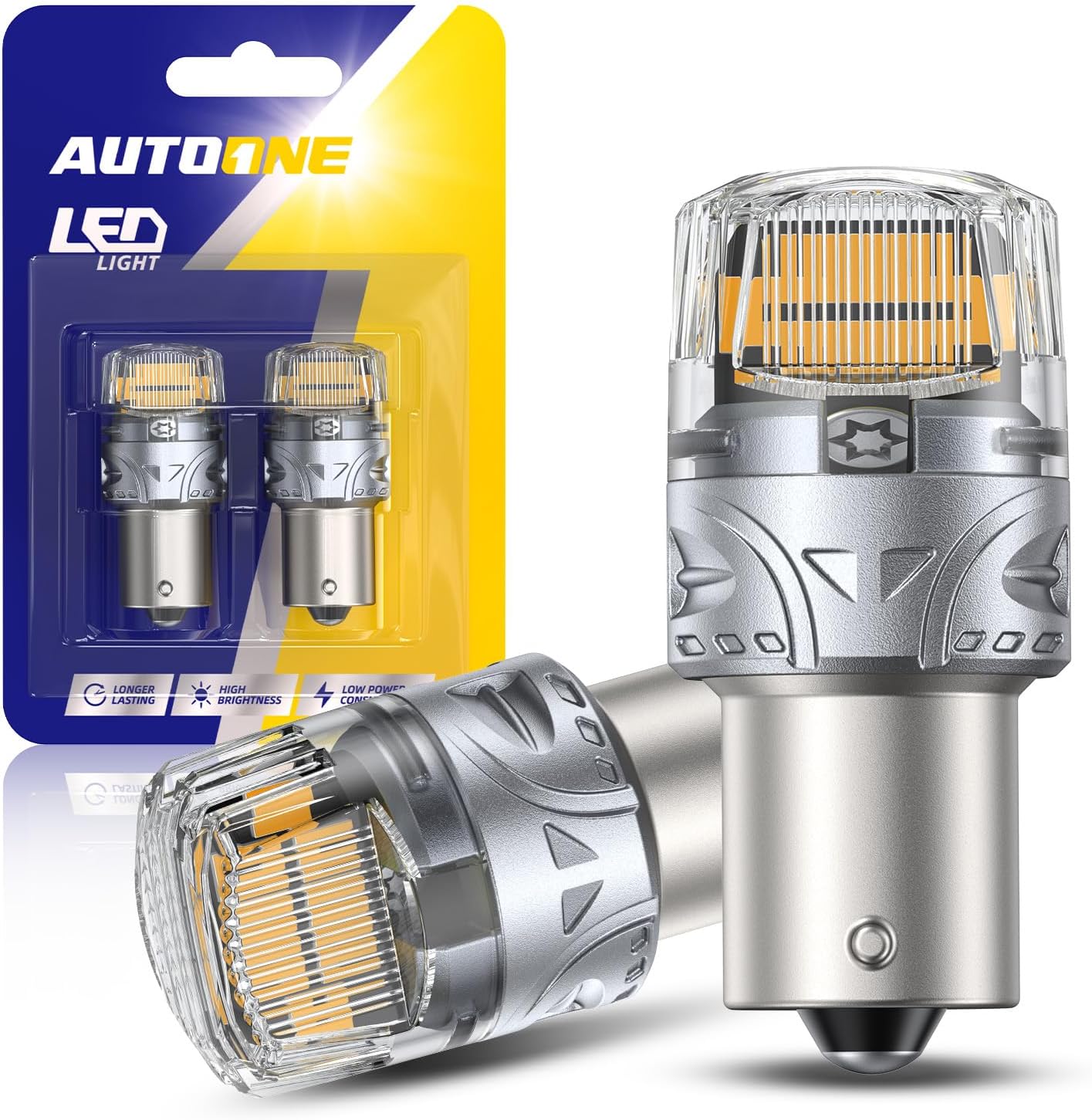 Upgraded 1156 LED Bulb Amber, Super Bright 7506 1003 1141 BA15S P21W LED Replacement with Projector for Front Rear Turn Signal Bulb DRL Marker Blinker Parking Running Lights, Pack of 2