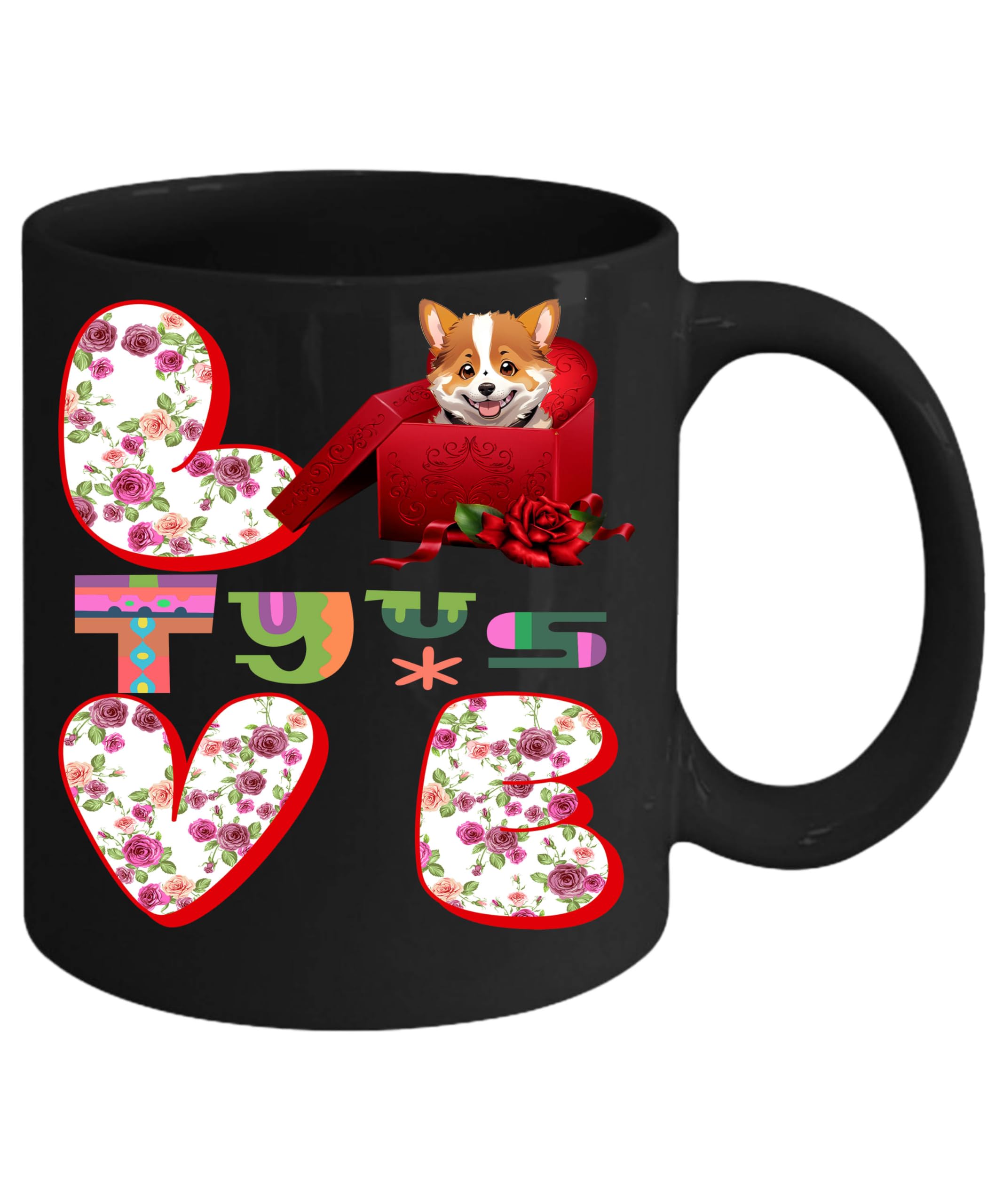 Personalized Corgi Name Tyus Corgi Name Mug,corgi Gift, Corgi Owner, Dog Lover Gift, Corgi, Floral Corgi Dog Mug 11oz Black Mug Christmas, Bday, Year Gifts 11oz Black Ceramic Coffee Mug 736511