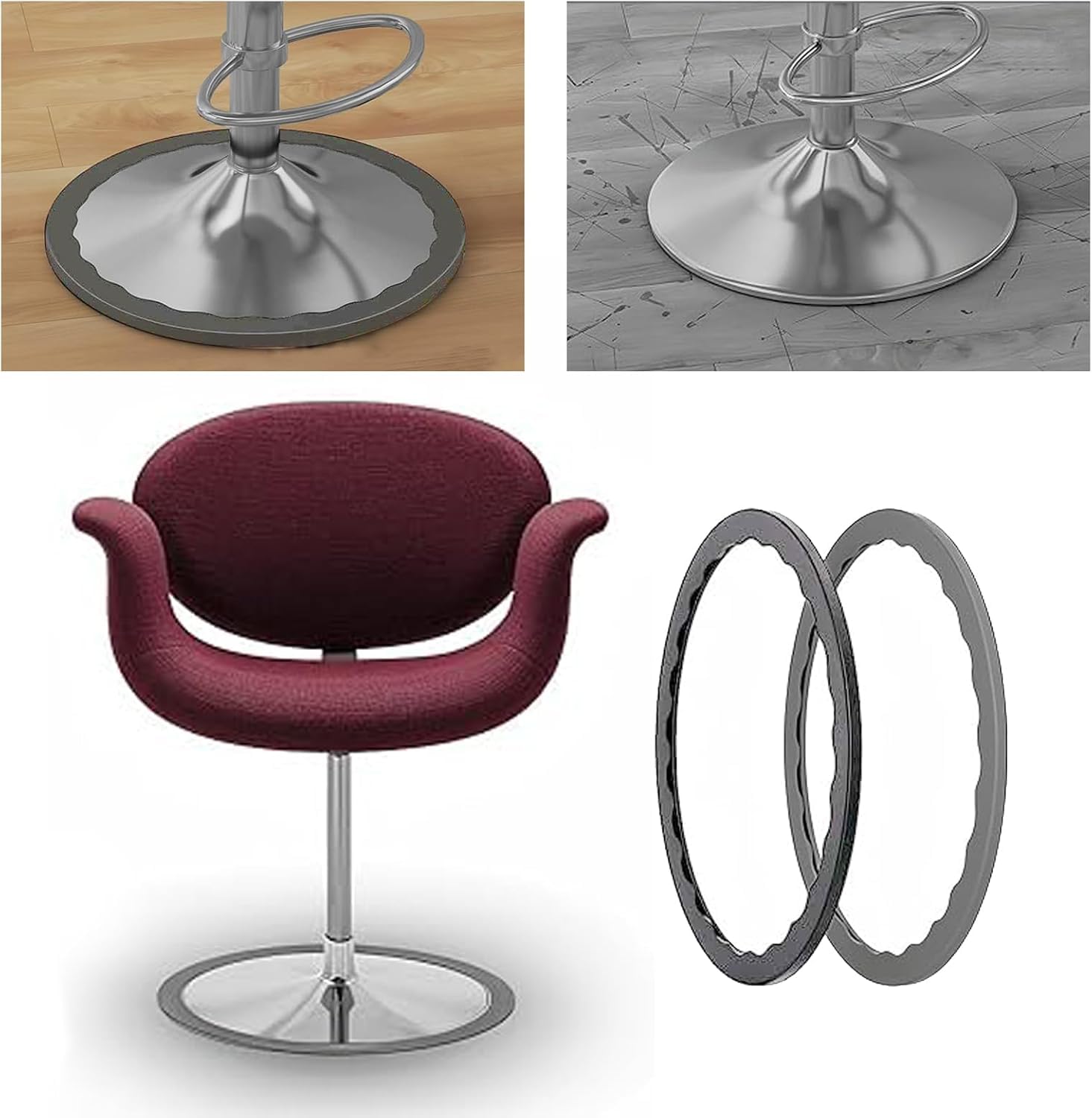 2pcs Bar Stool Leg Protectors Ring for 14.5" to 16.5" Round Base - Image 2