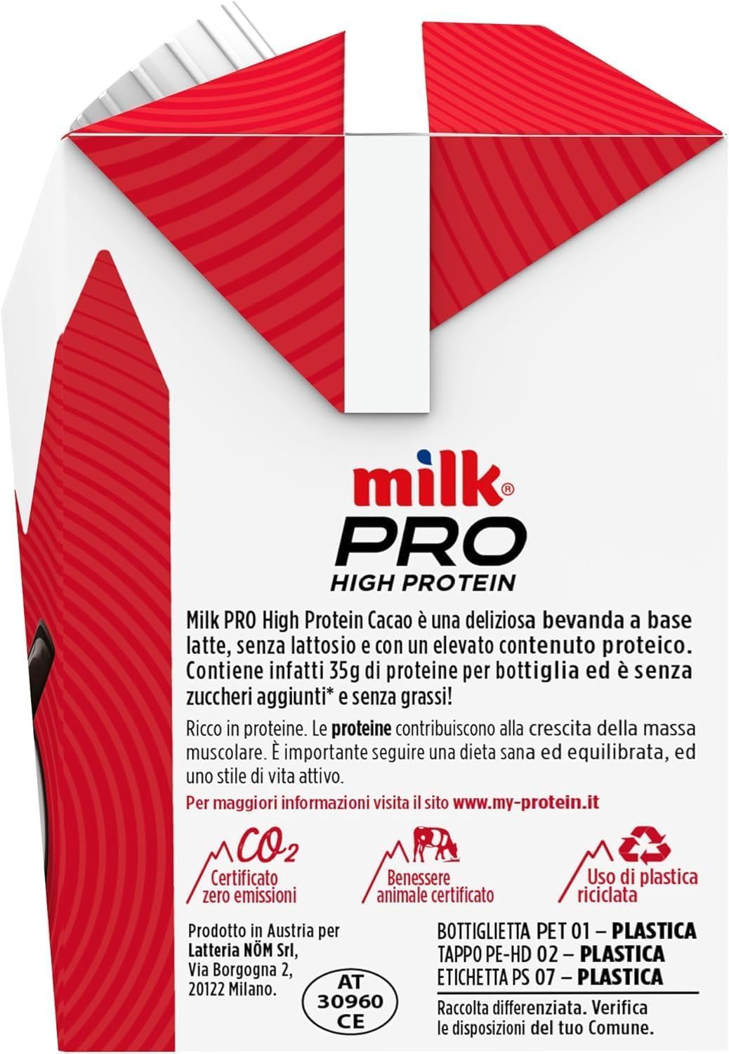 12 Milk Pro Protein Drink 40g di Proteine 12 Pezzi da 500ml Latte di Montagna, Senza Grassi, Senza Lattosio