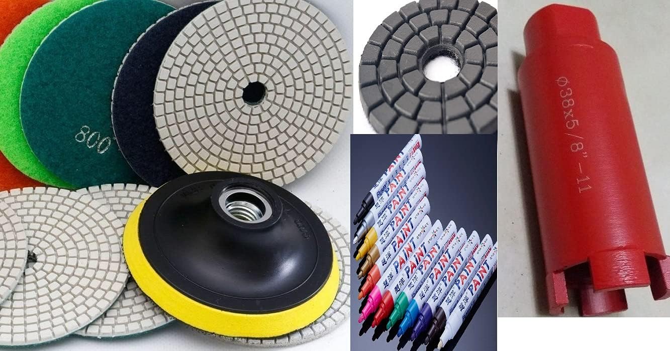 4 Inch stone concrete polishing pad core bit hole hollow cutter 30 and 12PCs Waterproof Permanent Paint Marker Pen Car Tyre Tire Tread Rubber Metal Granite Marble