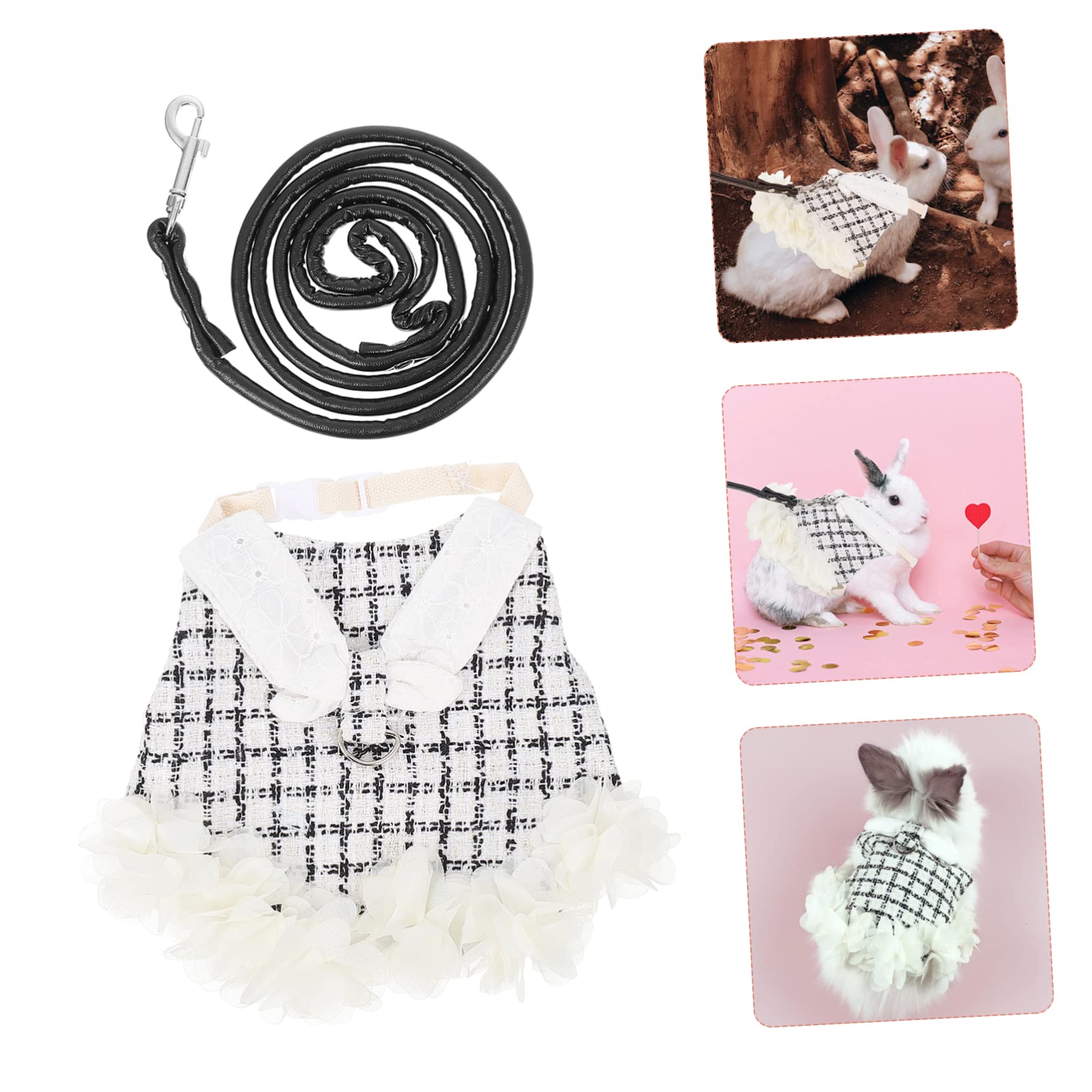 ABOOFAN 3sätze Dekoratives Bunny Geschirr Mit Leine Für Haustiere Niedliches Outfit Für Kaninchen Für Feiertage Und Outdoor-aktivitäten Aus Leichtem Waschbarem Material