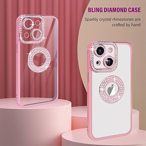 Miniatura 3 de Losin Funda compatible con iPhone 15 Plus con purpurina y vista del logotipo para mujeres y niñas, bonita funda de lujo con diamantes de imitación,