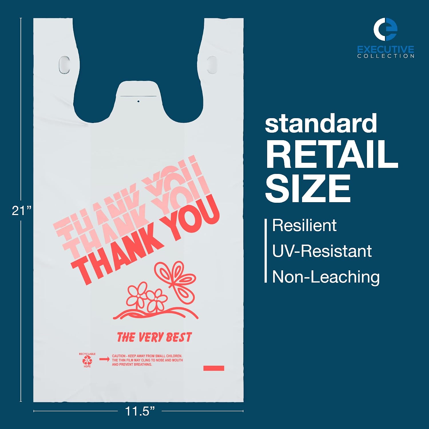 T Shirt Bags - White Plastic Bags with Handles - Shopping Bags for Small Business, Grocery Bags, Take Out / To Go Bags for Restaurant, Disposable Tshirt Bags for Retail (250)