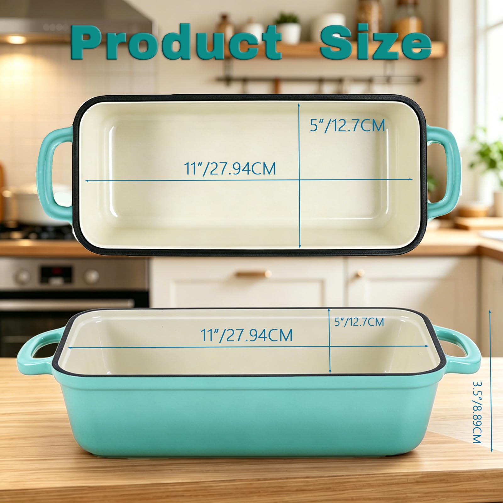 5.68 L Gusseisen Brotbackform,Brotbacktopf mit Deckel,Gusseisen Topf Brot Backen,Brotformen zum Backen,Emaille Brotbackformen für Sauerteig,Robuste Brotbackformen zum Brotbacken im Ofen(Seeblau)