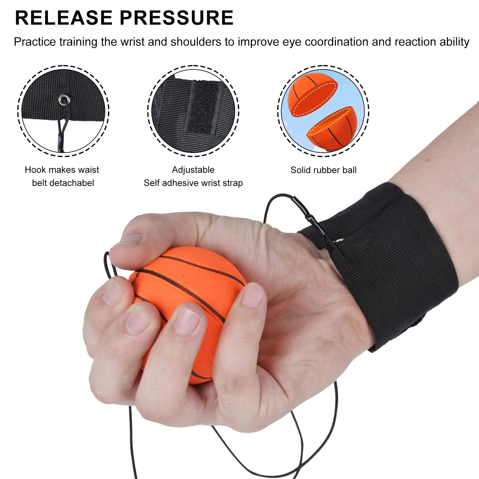 4 Palline Da Polso Con Elastico - In Gomma, Per Allenamento, Riabilitazione, Giochi Con Animali - Foto 8