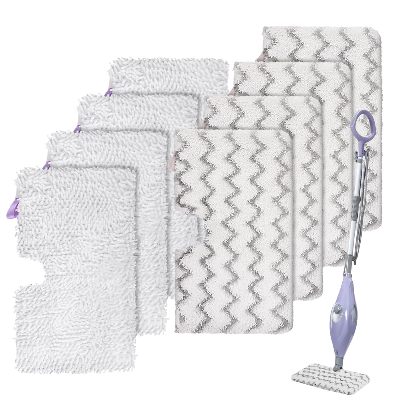 Sgizoku S3501 S3601 Steam Mop Replacement Pads for Shark S3501 S3601 S3550 S3801 S3901 S3601D S3801CO S3901D S3455K S2902 SE450 Steam and Scrub Pocket Mop Steamer Pads (4 Scrub Pads + 4 Soft Pads)