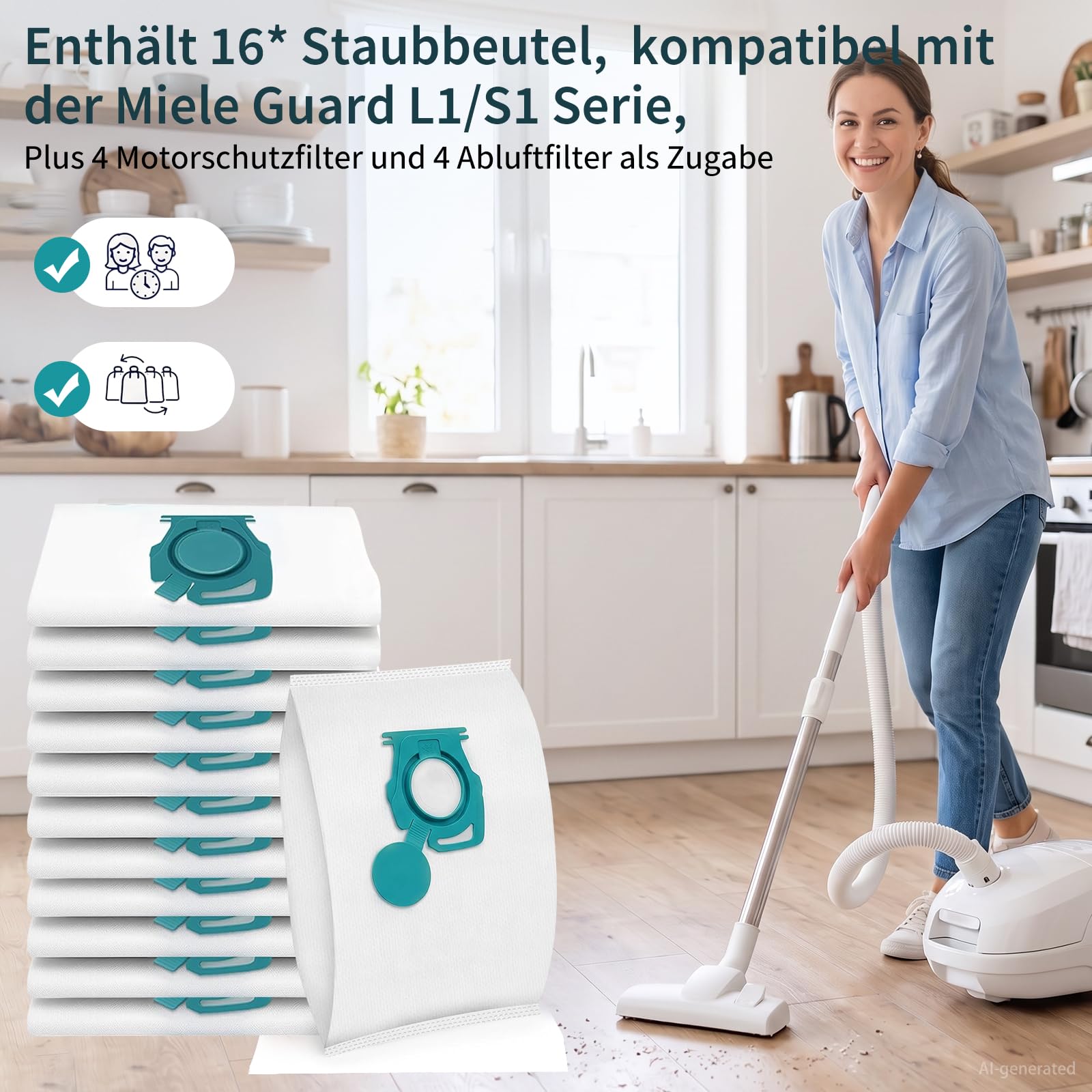 20 Stück Zubehör Staubsaugerbeutel für Miele TU Guard L1 Saugroboter