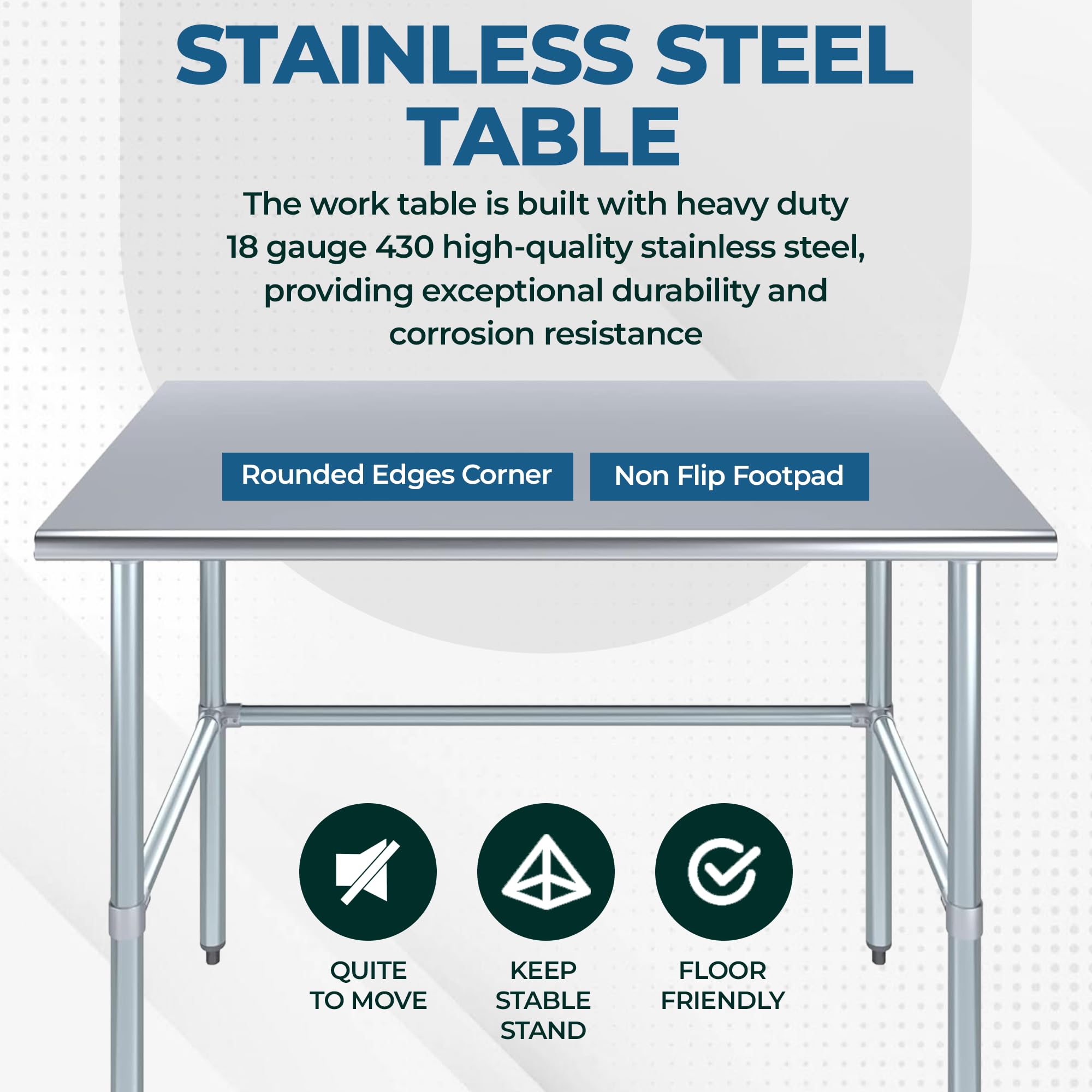 Express KitchQuip 60 x 30 Open Base Stainless Steel Work Table NSF Certified Commercial Utility Table with Galvanized — view 4