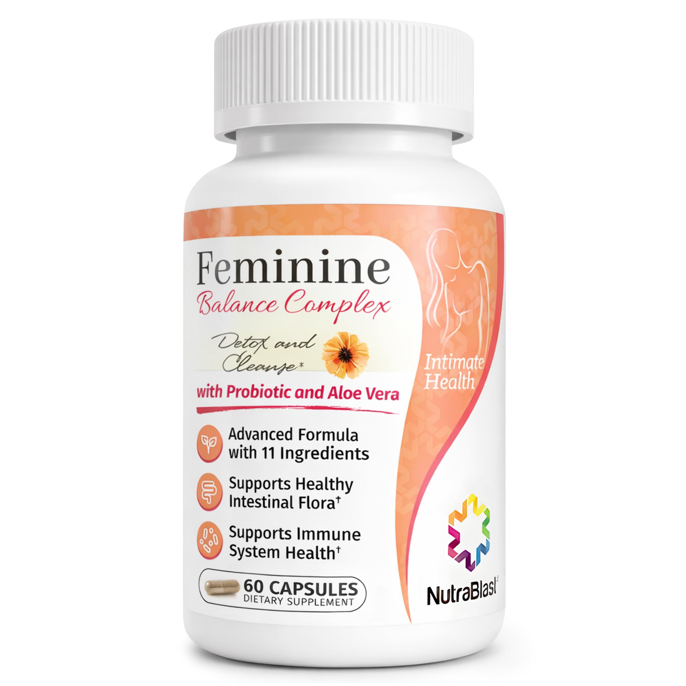 Feminine Balance Complex (60 Capsules) | Detox & Cleanse Probiotics | Supports Healthy Intestinal Flora & Immune Function | Advanced Formula with 11 All Natural Ingredients