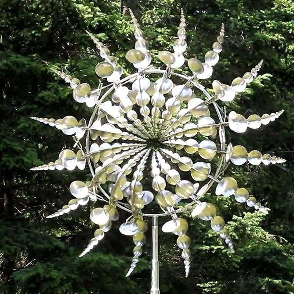 Magical Metal Windmill, Windmill for Yard and Garden, Unique Kinetic Wind Spinners with Stake, Perfect Garden Decoration and Gift Idea (2 pcs)