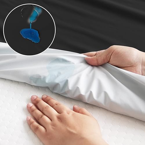 Miniatura 3 de Paquete de 2 protectores de colchón Queen impermeables, solo sábana bajera impermeable, lavable a máquina, con bolsillo profundo de 18 pulgadas para