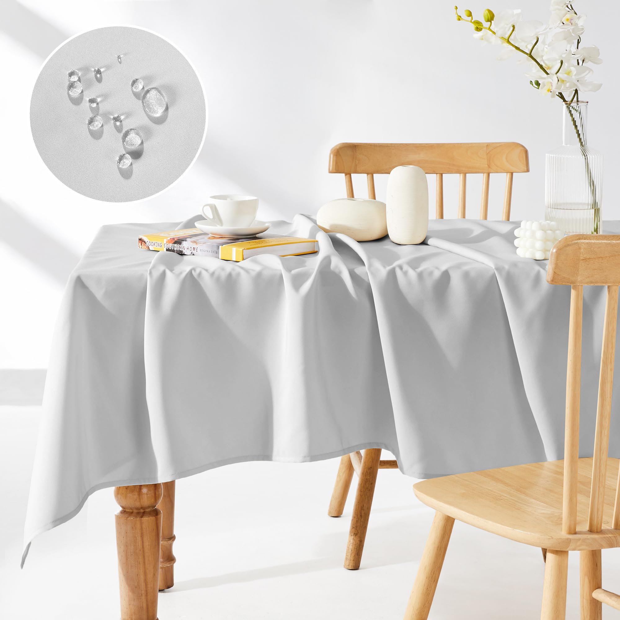 Deconovo Mantel Antimanchas para Mesa Rectangular Cocina Comedor Picnic Festival 1 Pieza 130x130cm Gris Claro